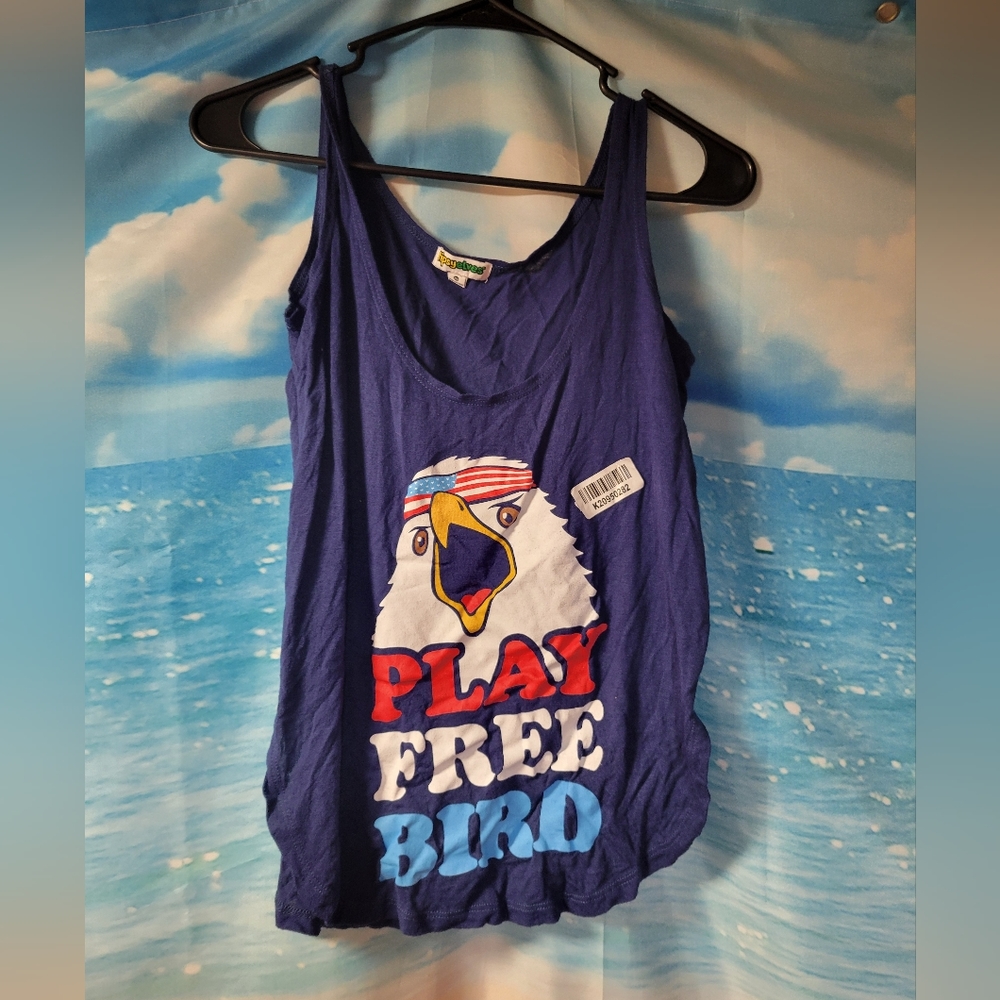 TIPSY ELVES SIZE XS UNISEX TANK TOP "PLAY‎ FREE BIRD"